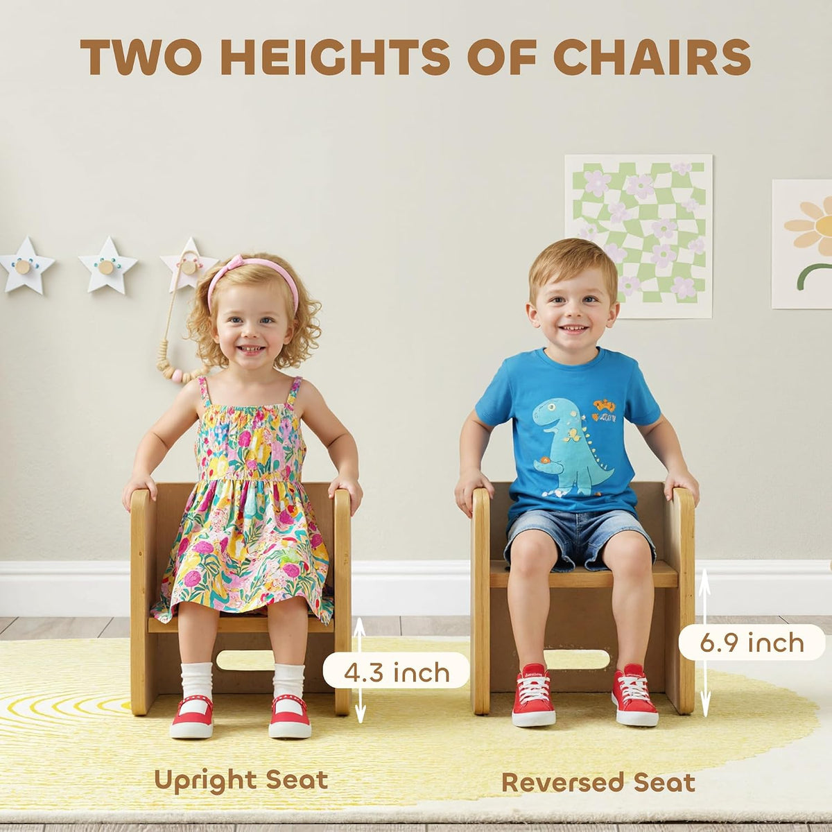 Kids Table and Chair Set Wooden Activity Table Ages 3-8 Natural Wood