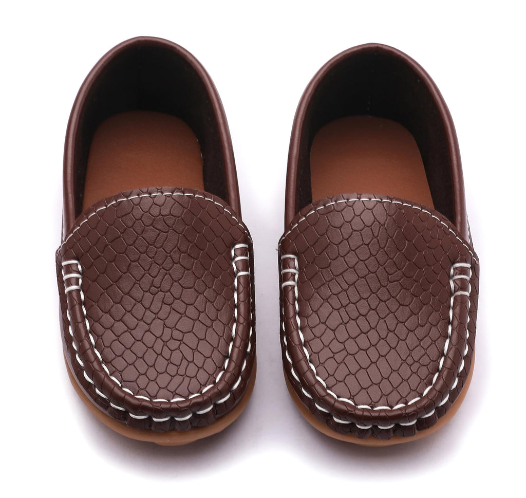 Toddler/Little Kid Boys Girls Soft Synthetic Leather Loafer Slip-On Boat-Dress Shoes/Sneakers,Brown,SHF103 CN26