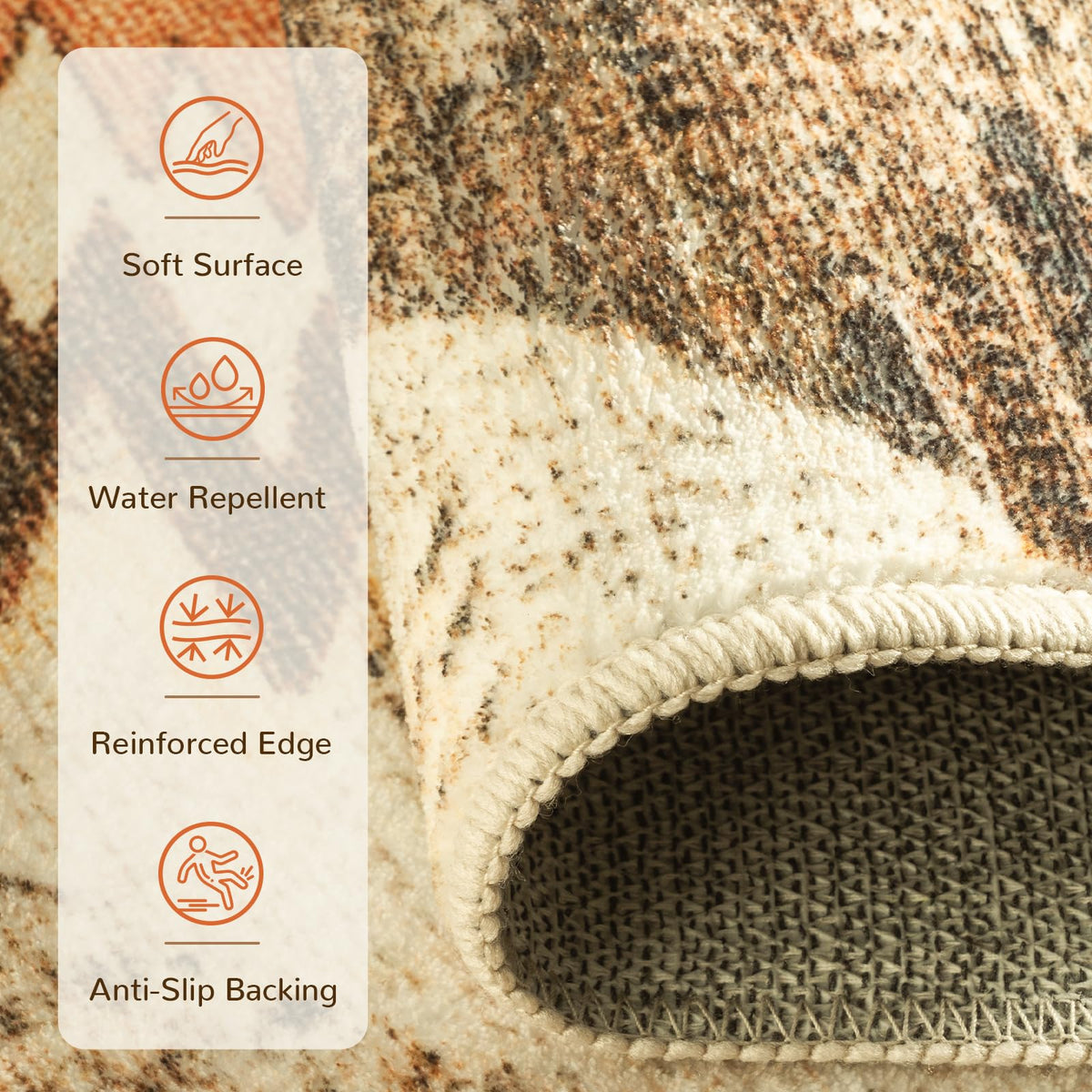 2'x5' Washable Area Rug Runner Cream/Camel