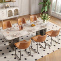 Dining Chairs Set of 6, 18" PU Leather Dinner Chairs, Brown