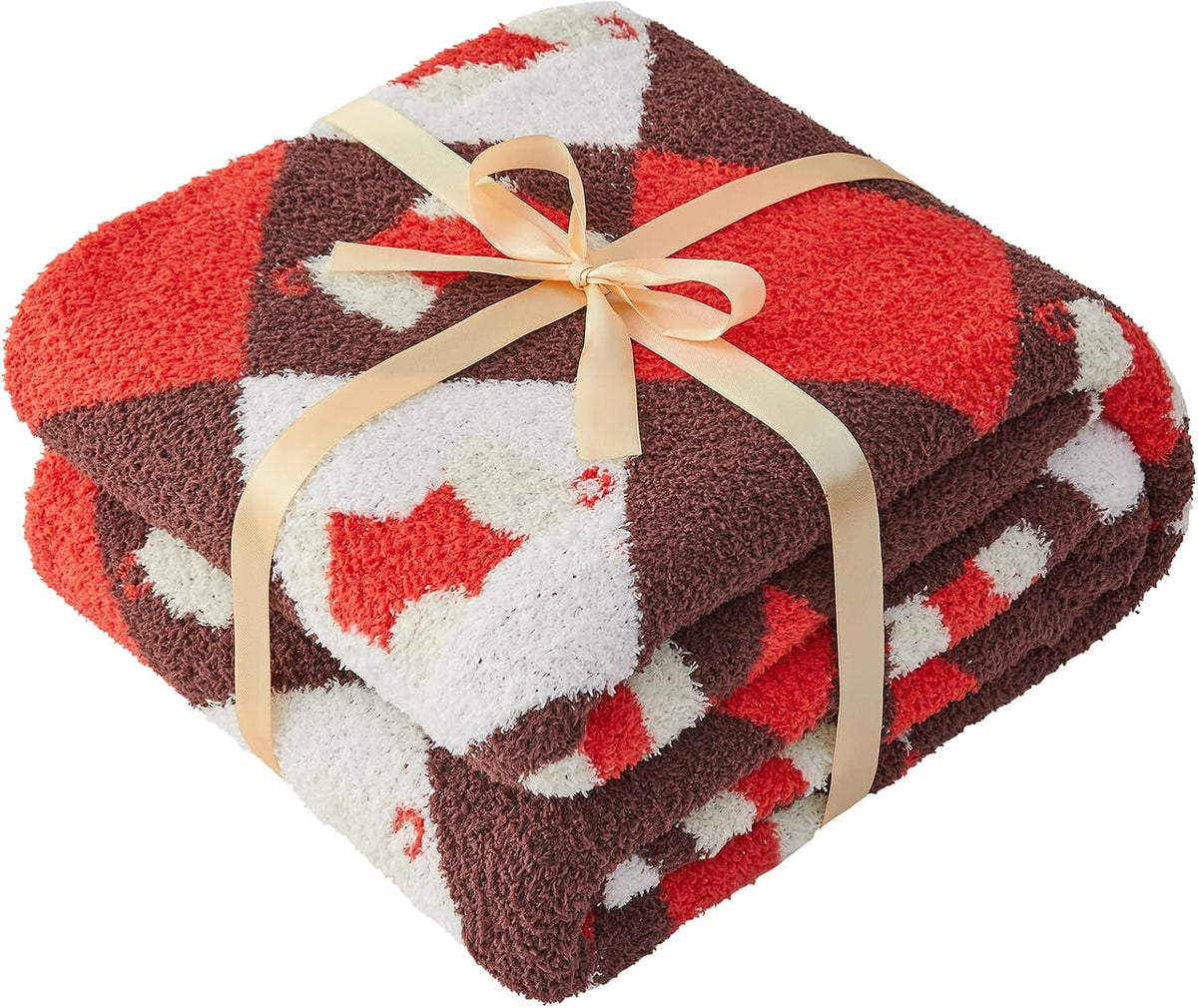 Christmas Knit Throw Blanket - Super Soft Cozy Fuzzy Blankets for Couch, Sofa & Bed, Holiday Throw Blanket,50"x60"