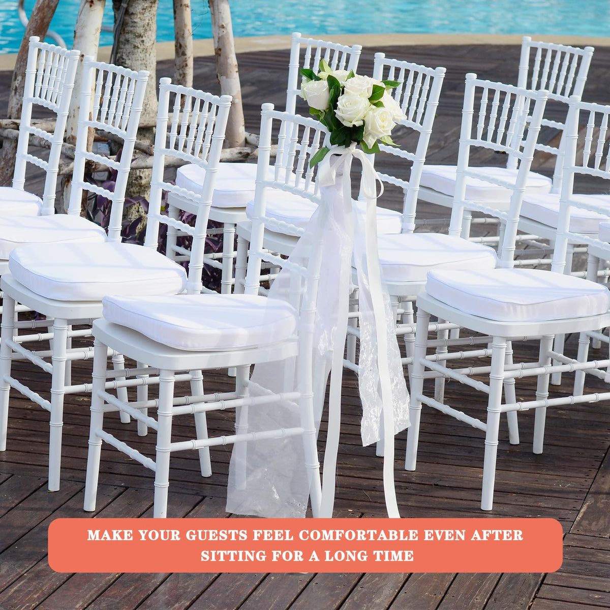24 Pieces Wedding Chiavari Chair Cushion 15 x 15 Inch, White