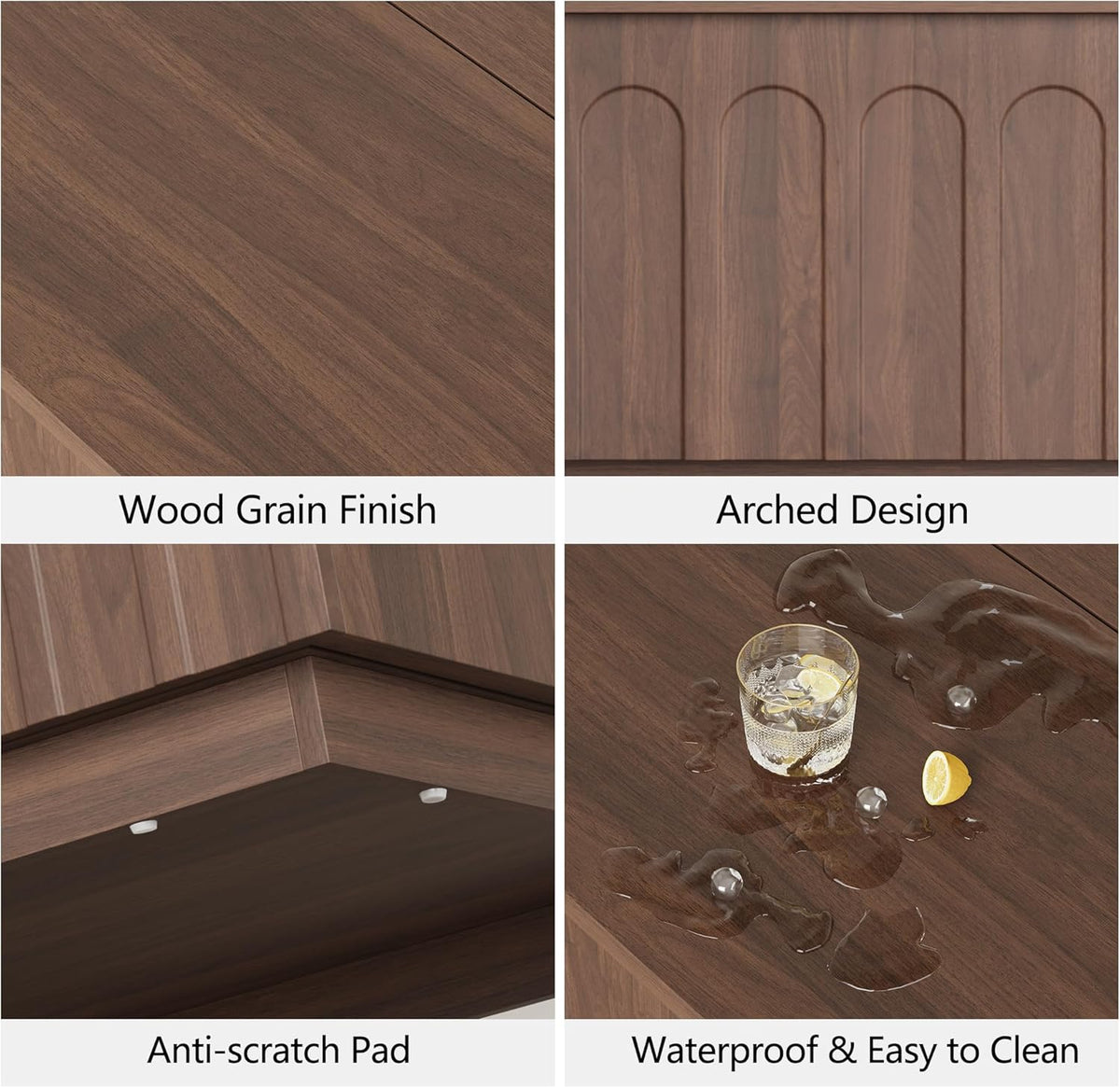 TV Stand for 75 Inch TV and Coffee Table Set of 2, Arched Design with Wood Grain Finish, Media Console with Adjustable Shelves, 67" Entertainment Center for Living Room Bedroom,Walnut
