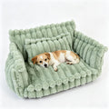 Fluffy Pet Couch Bed for Cats & Small Dogs, 3-Sided Bolster Calming Dog Sofa with Ultra-Soft Long Faux Fur, Removable