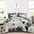 Luxury Grey Floral Comforter Set 7 Pieces
