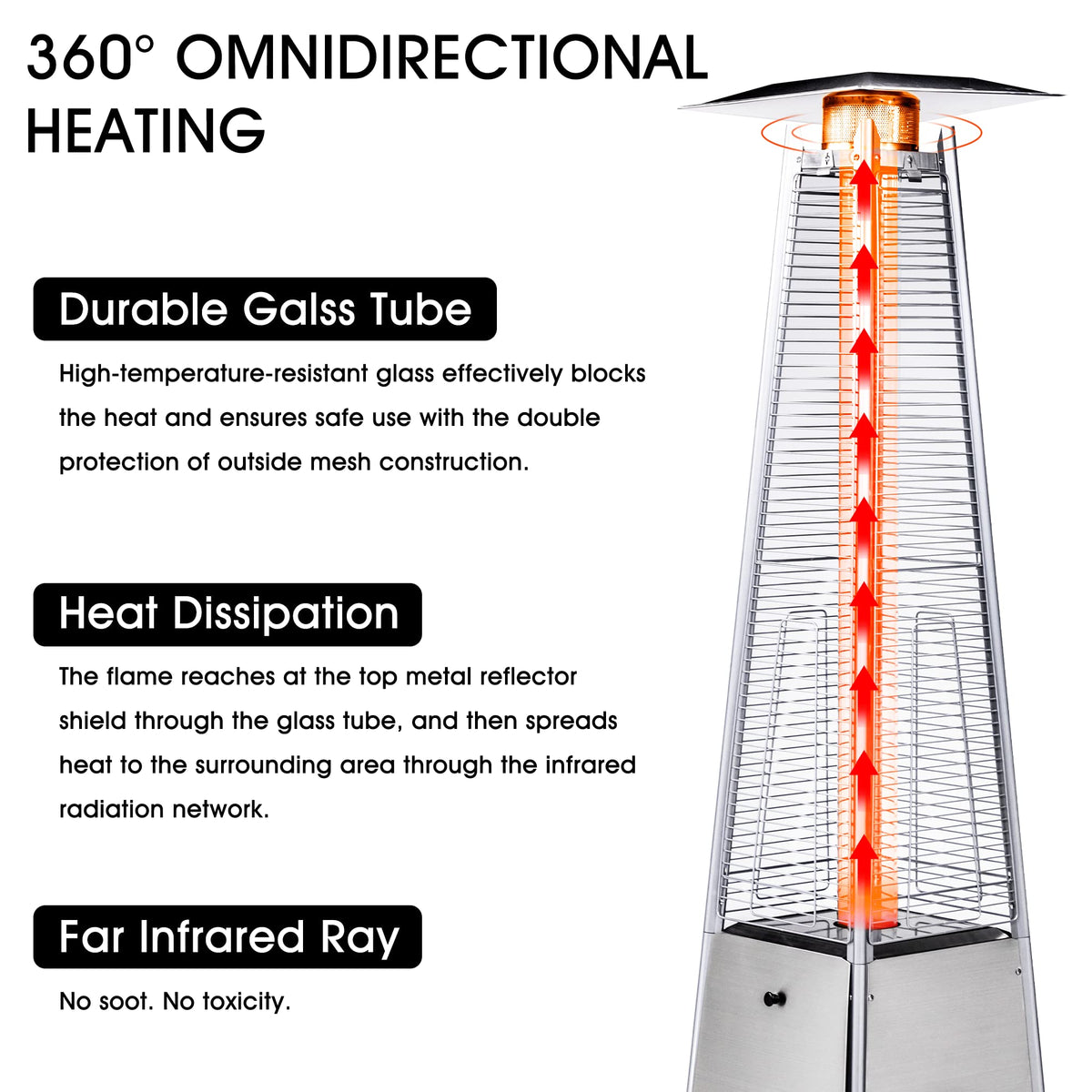 Quartz Glass Tube Patio Heater, Outdoor Heater