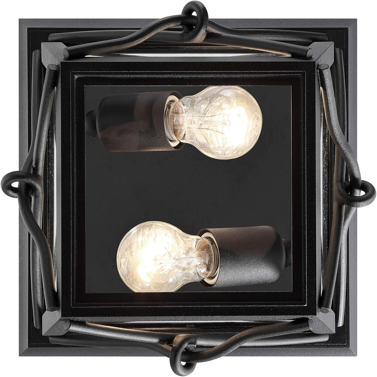 Belmont 2-Lights Outdoor Flush Mount Ceiling Light, 10 Inch Lighting Fixture for Porch, Patio and Entryway, Black