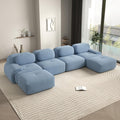 152.7 Inch U-Shaped Modular Sectional Sofa, 4-Seater Boneless Couch, Blue