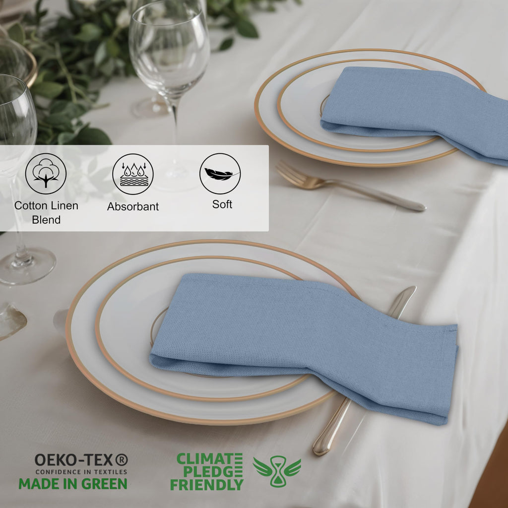 Linen Napkins Set of 12, Linen Cotton Blend 18"x18" - Grey