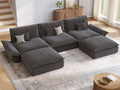 Hudson 141.7'' Oversized Modular Sectional Sofa, 5 Seater, Grey