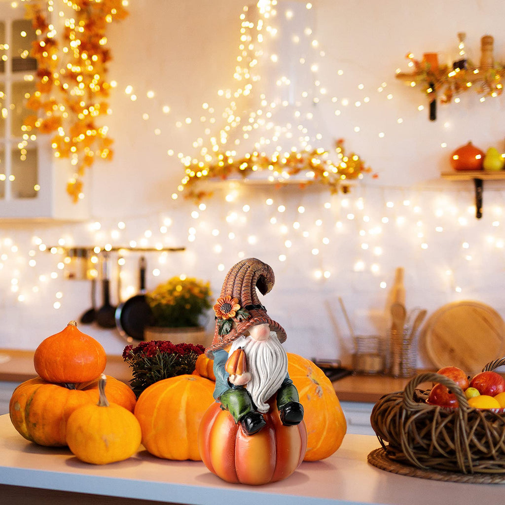 Fall Thanksgiving Gnomes Figurine Decorations, 6.7", Elegant