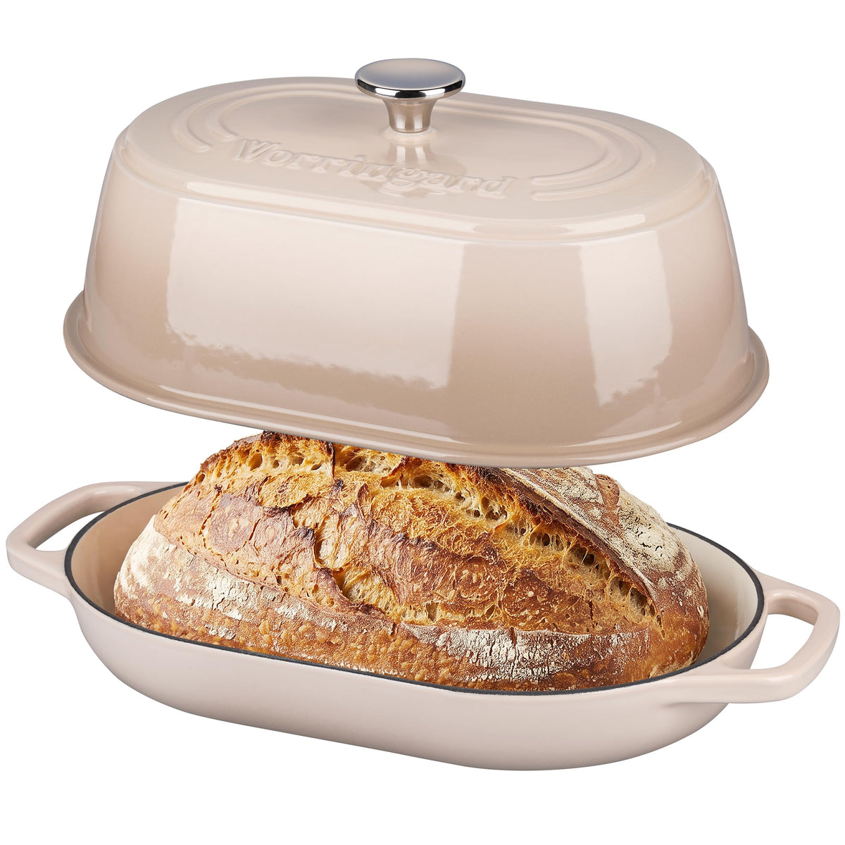 Enameled Cast Iron Dutch Oven Pot with Dome Lid, Oval Bread Oven made Sourdough Bread Baking, Oven Safe up to 500°F