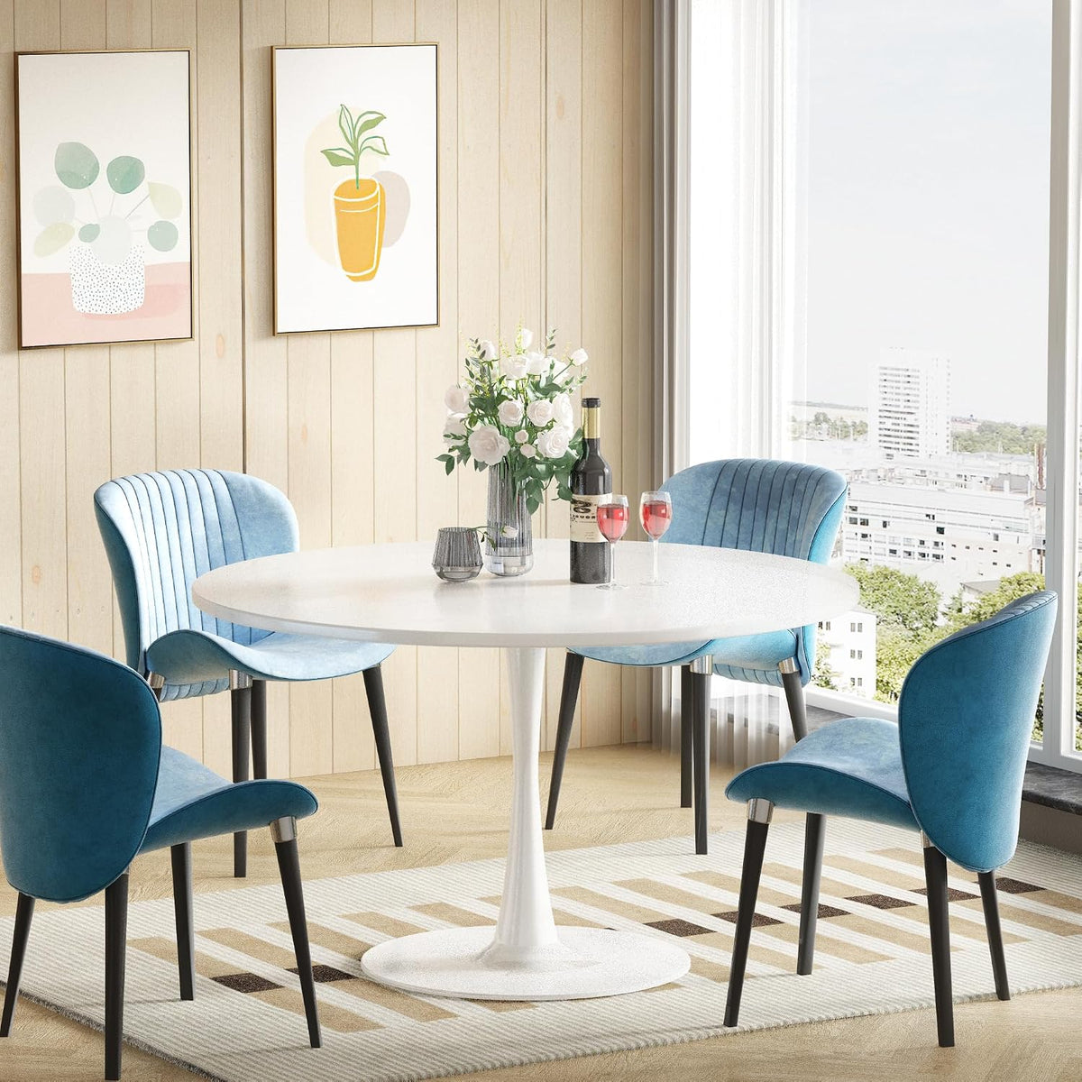 Inspired Saarinen Style Tulip Round Pedestal Dining Table — White, 39″ Round