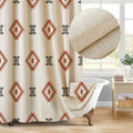 Southwest Linen Shower Curtain Aztec Geometric Stripes Fabric Shower Curtain Set with Hooks, Boho Western Shower