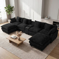 143" Oversized U Shaped Cloud Couch Sectional Sofa with 2 Ottoman, Black