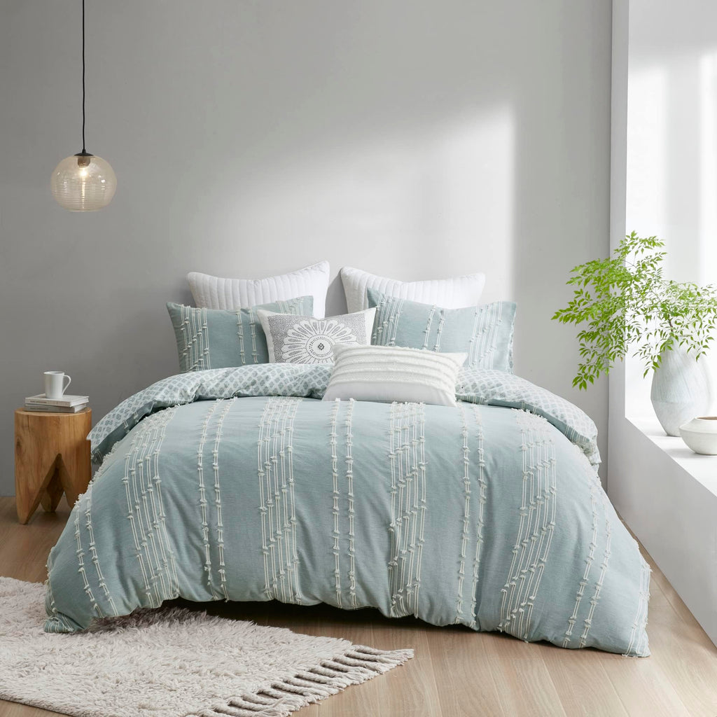 Cotton Duvet Cover Queen Size - 100% Cotton Duvet Cover Set, Boho Bedding Set for All Seasons Farmhouse Bedding Duvet
