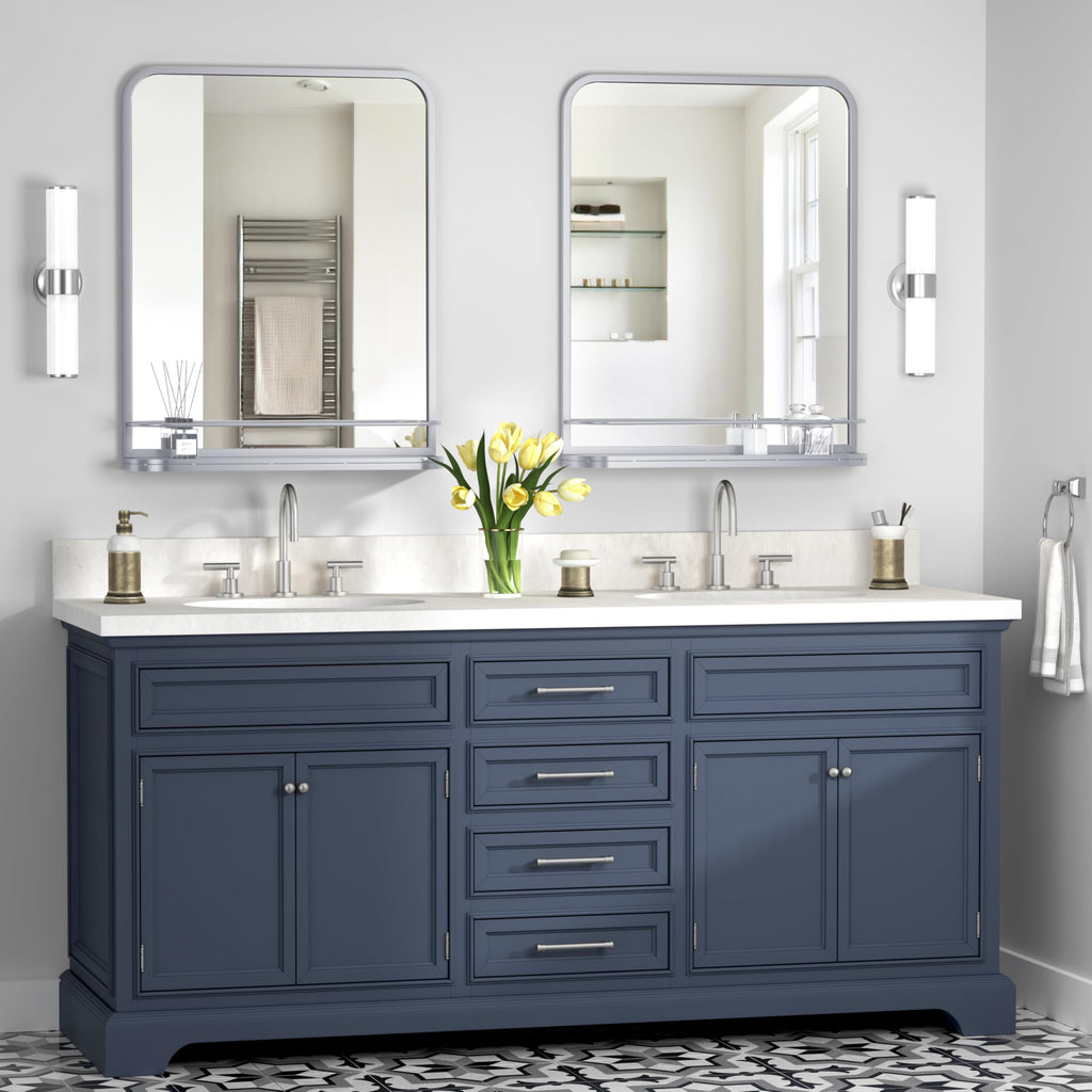Sliver Bathroom Mirror with Shelf Vanity Mirror