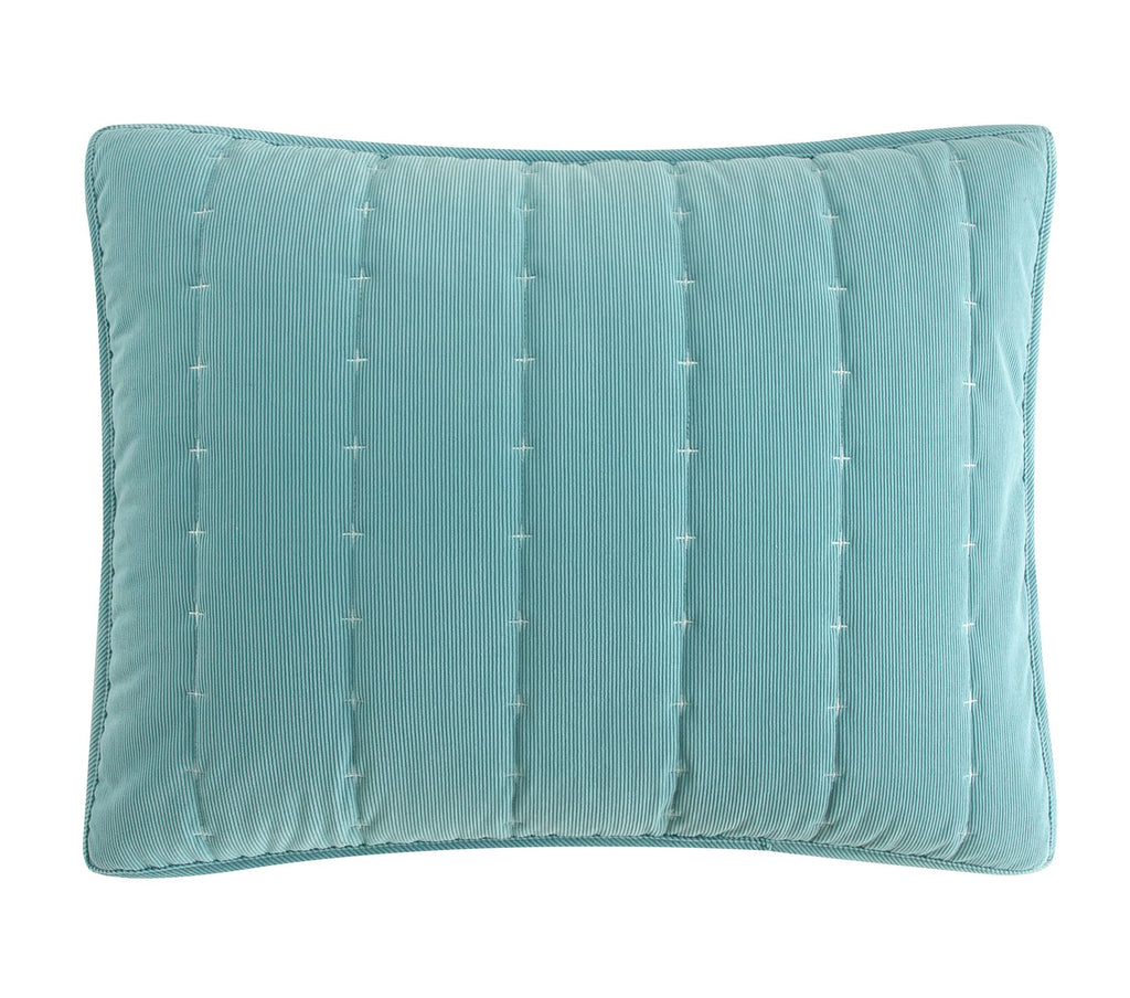 Jalla 3 Piece Corduroy Quilt Set Embroidered Coverlet Bedspread w/Pillow 2 Shams, Blue