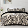 Zebra Flannel Fluffy Duvet Cover Set Soft Faux Fur Fuzzy Plush