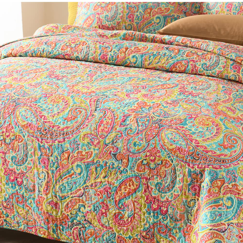 Paisley Quilt Sets, Soft Cotton Bedspread with 2 Shams