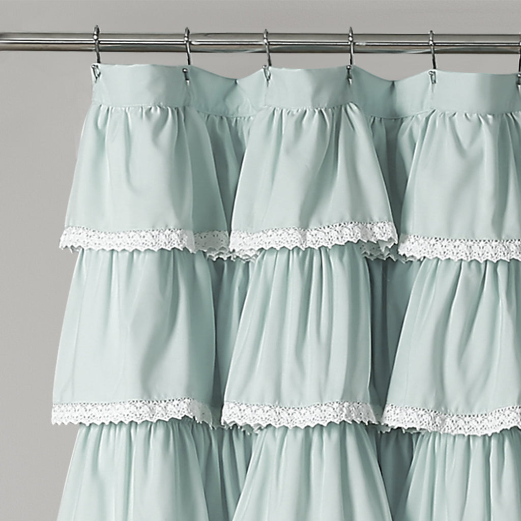 Lace Ruffle Single 72" W x 72" L Blue - Blue Shower Curtains - Ruffle Bathroom Curtain - Coquette Bathroom Decor
