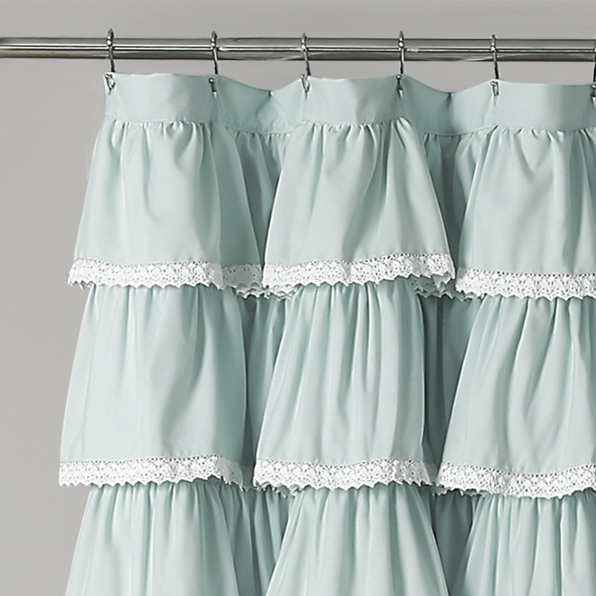 Lace Ruffle Single 72" W x 72" L Blue - Blue Shower Curtains - Ruffle Bathroom Curtain - Coquette Bathroom Decor
