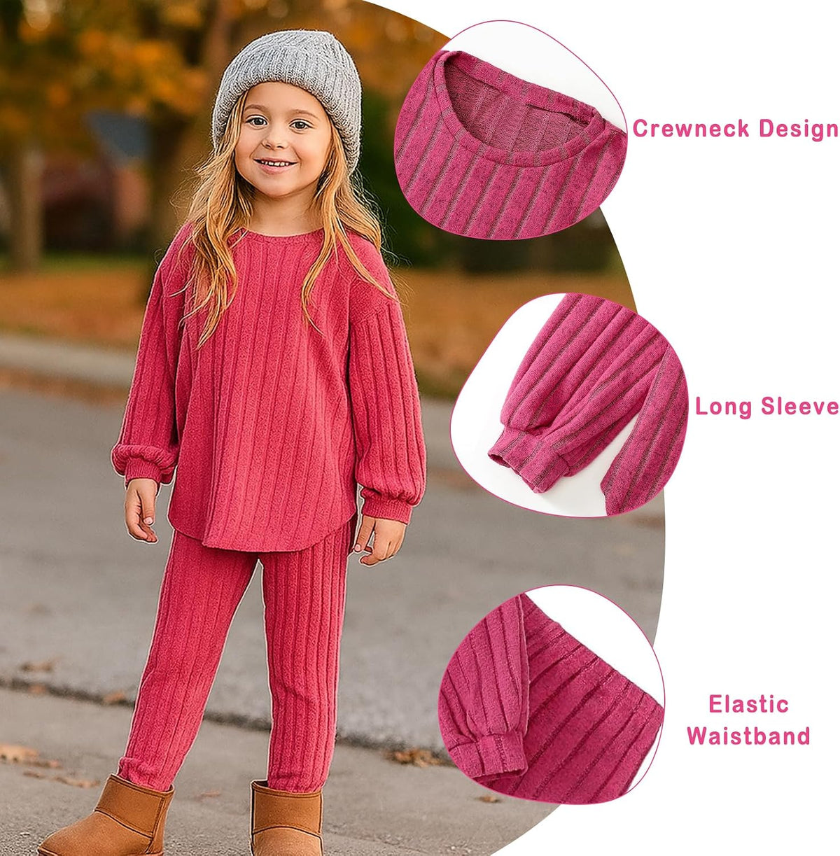 Toddler Girl Clothes 2 Piece Fall Outfit Ribbed Top & Leggings Set