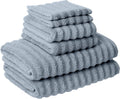 Luxury Spa Collection | 6-Piece Ultra Soft Quick-Dry 550GSM 100% Combed Cotton Wavy Towel Set by [Spa Blue]