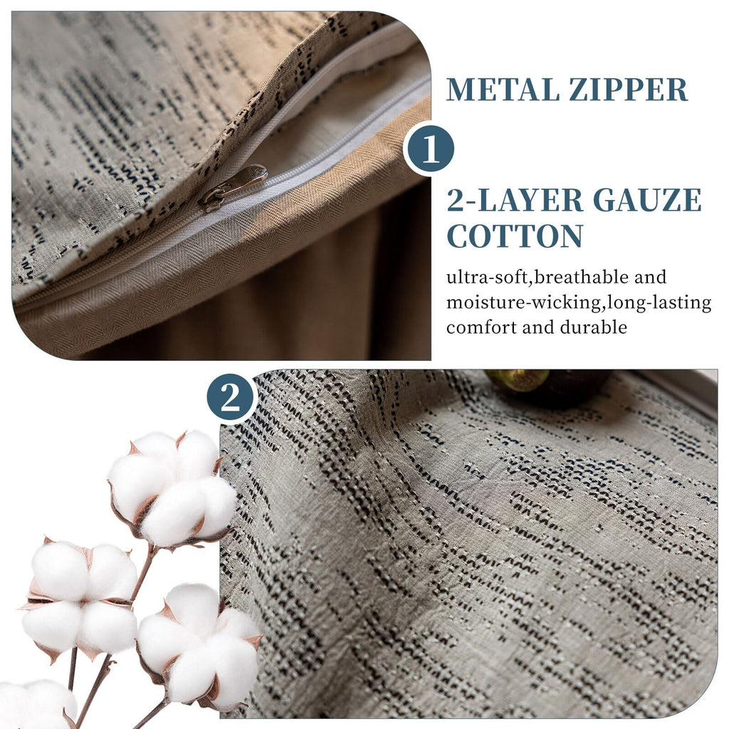 Minimalist Grey Duvet Cover Set Twin Chic Cotton Jacquard Bedding