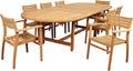 Fairview 9 Piece Teak Double Extendable Oval Dining Set