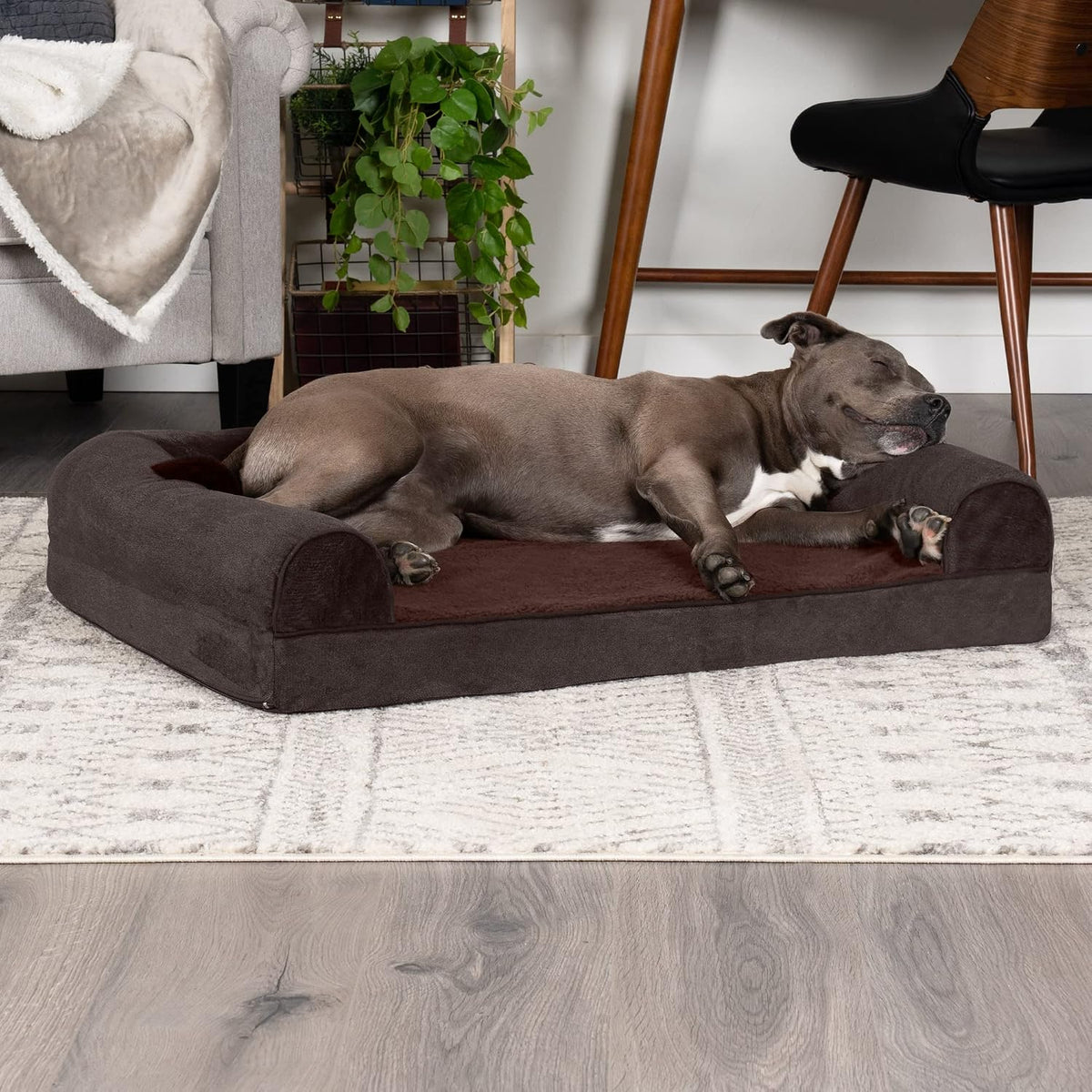 Orthopedic Dog Bed for Large/Medium Dogs w/ Removable Bolsters & Washable Cover, For Dogs Up to 55 lbs - Sherpa &