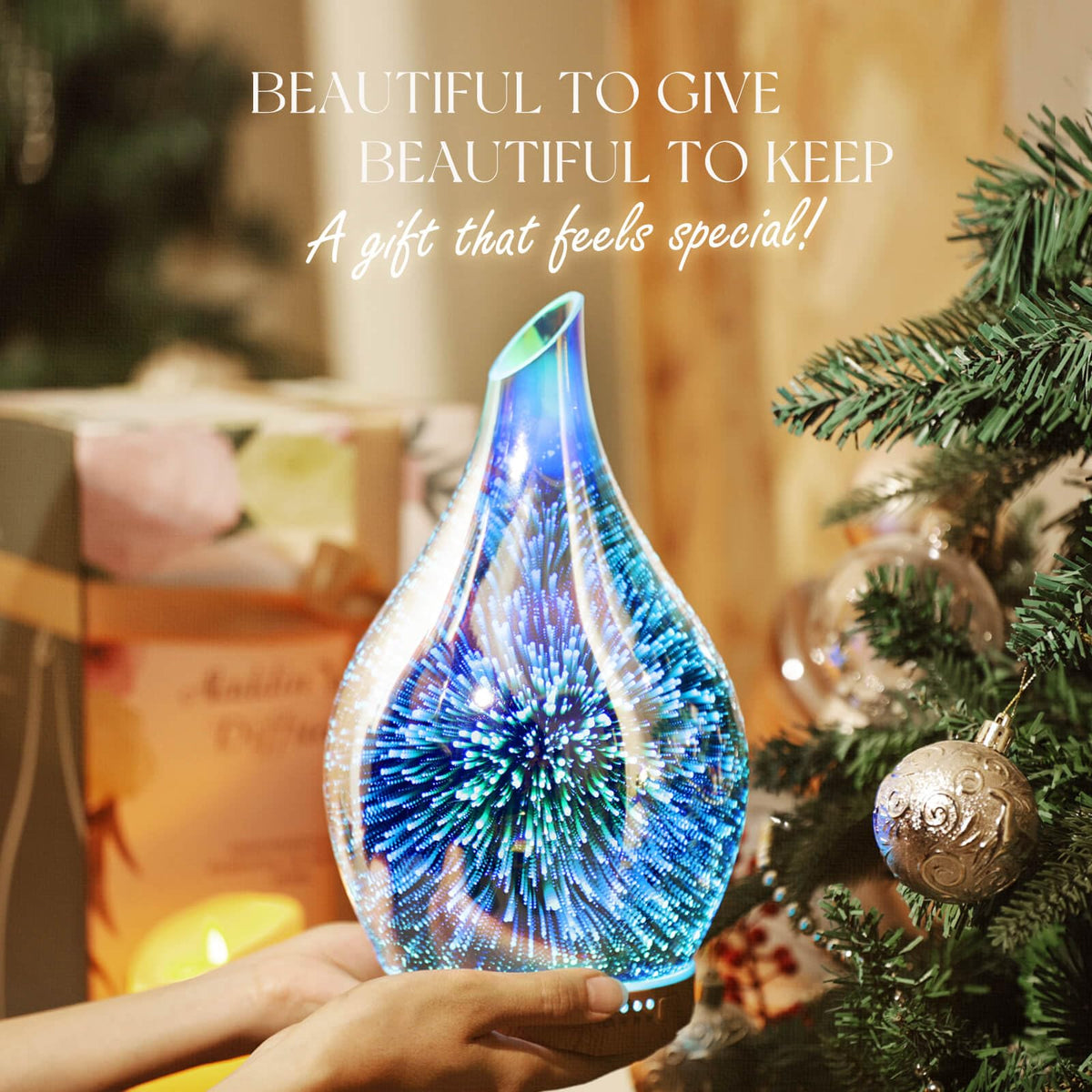 280ml Remote Essential Oil Diffuser 3D Glass Ultrasonic Mist 7H