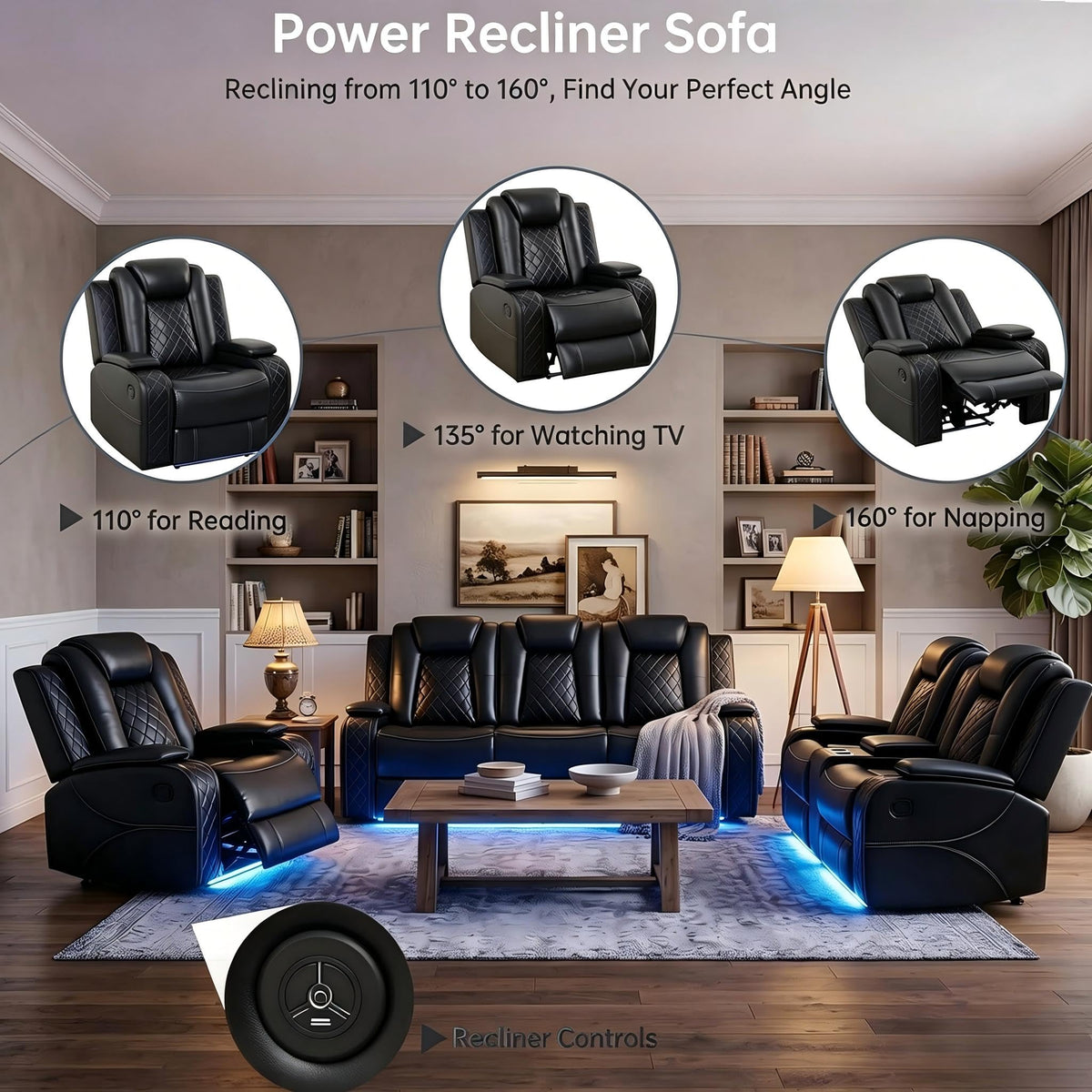 3-Piece Power Recliner Sofa Set