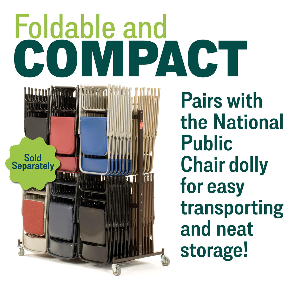2201 Series Steel Frame Upholstered Premium Fabric Seat and Back Folding Chair with Double Brace, 480 lbs Capacity