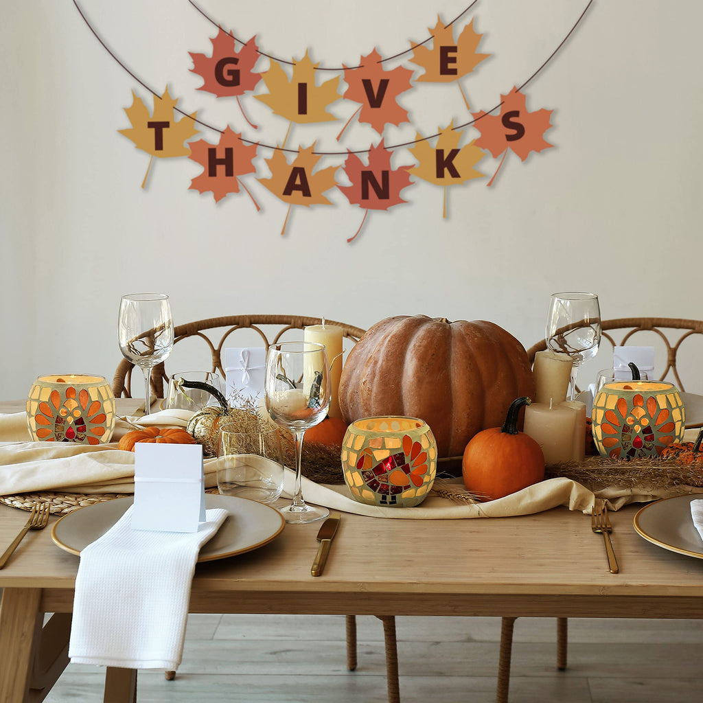Thanksgiving Votive Candle Holder Set of 4