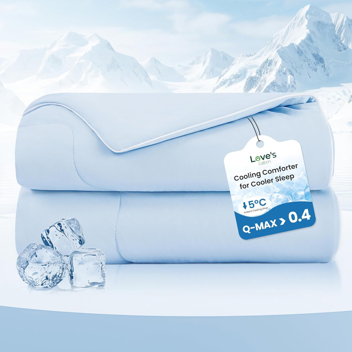 Cooling Comforter King Size, Double Sided Cooling Blankets for Hot Sleepers, Q-Max>0.4 Instant Cool-to-Touch, 2X