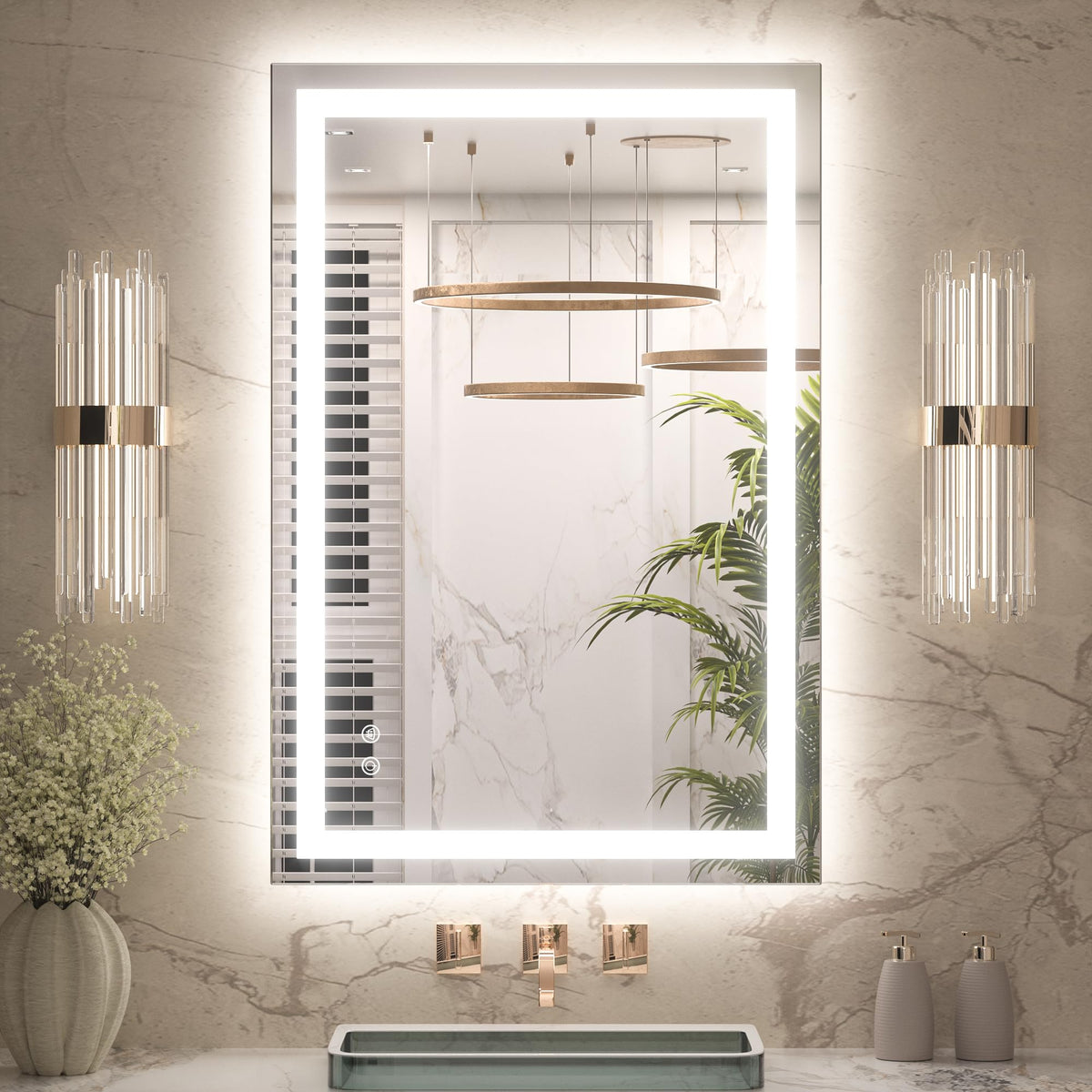 40x24 Inch LED Bathroom Mirror with Lights, Frontlit & Backlit