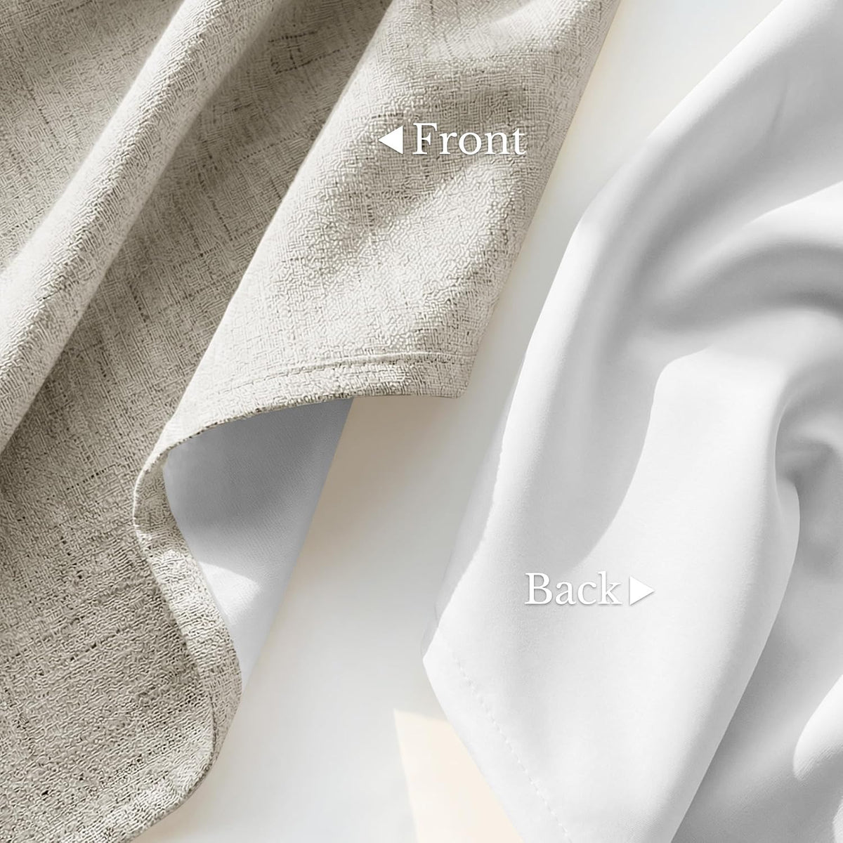 100% Blackout Linen Ivory Curtains, White Liner Composite Grommet Bedroom Window Treatments Relax Home