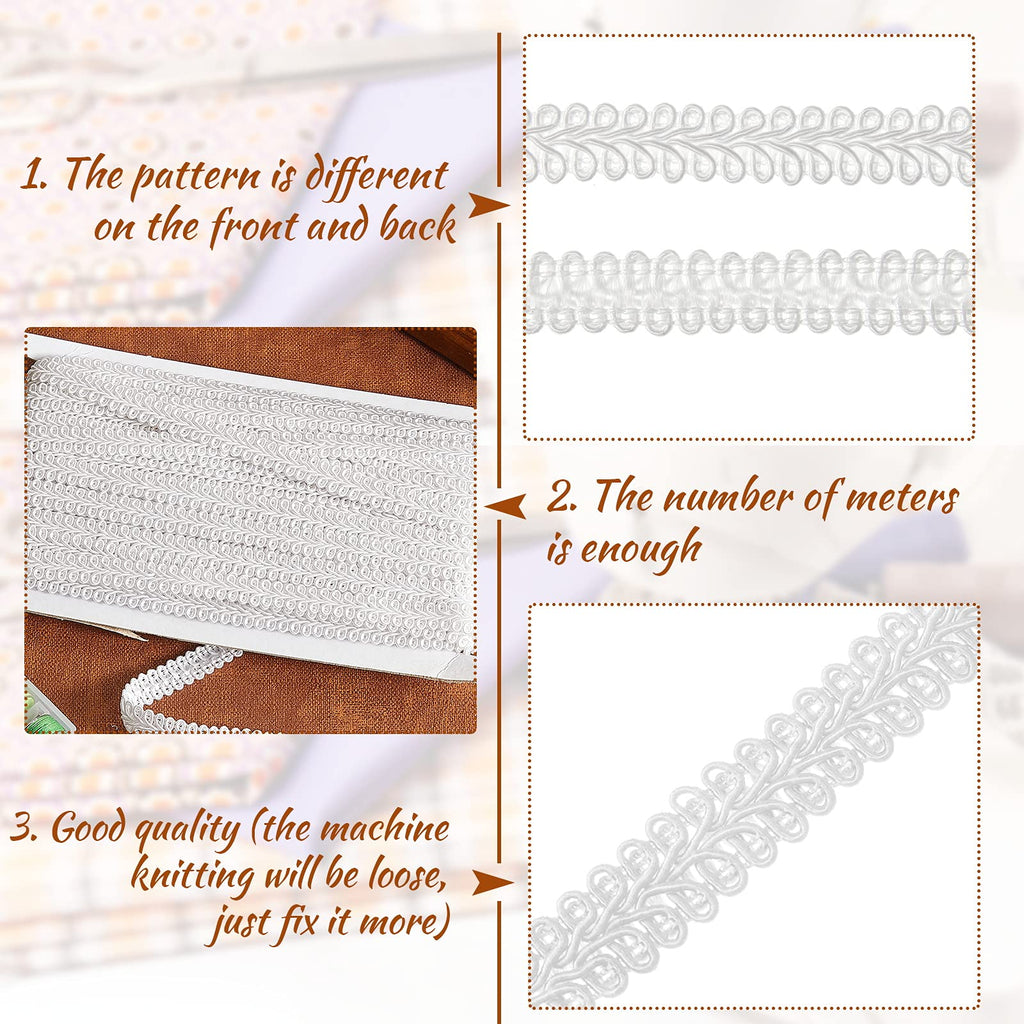 Gimp Braid Trim 1/2 Inch 20 Yard Gimp Braid Trim Decorative, White