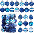 Hanukkah Ball Ornaments Blue White for Tree Party Decor - Set of 24