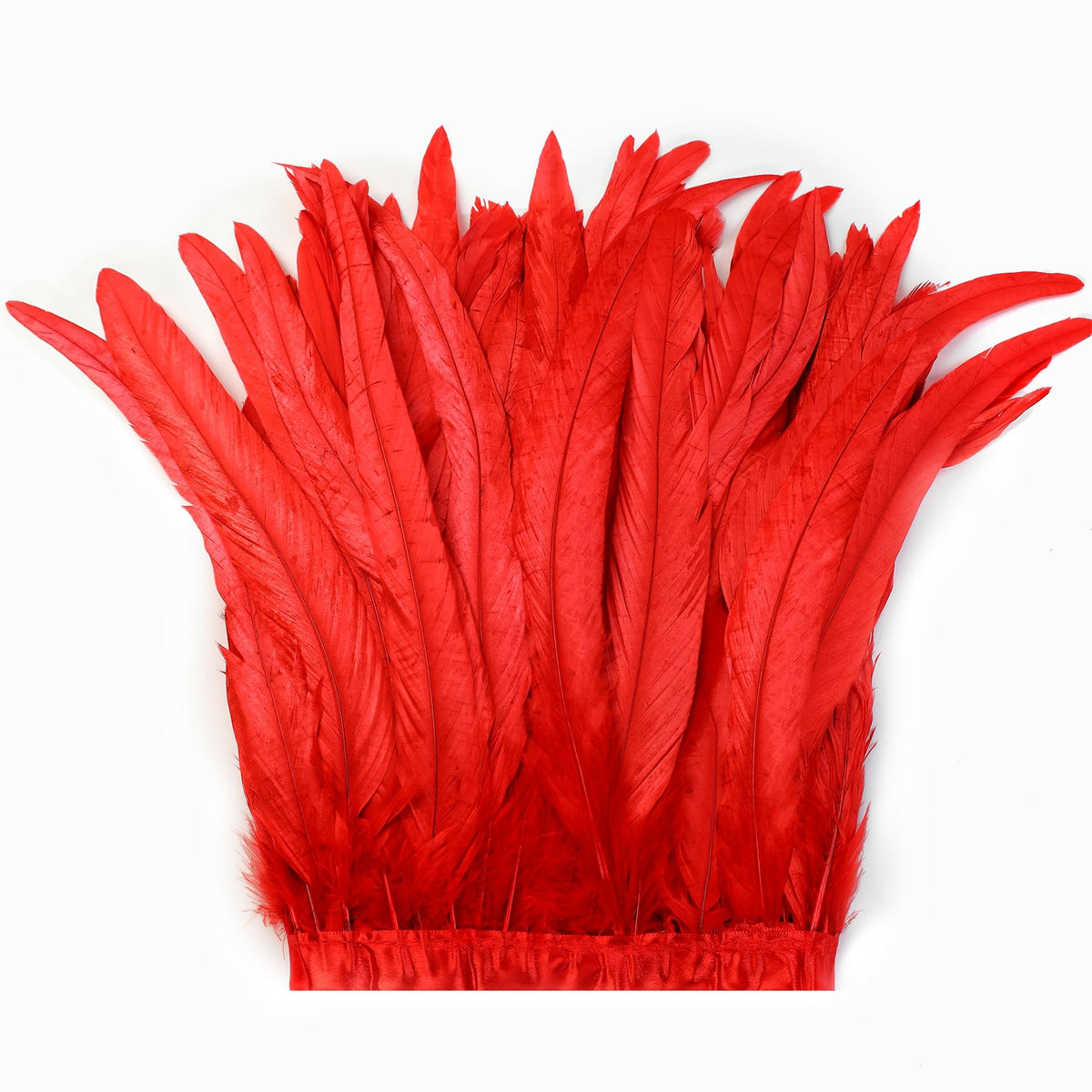 Red Rooster Feather Trim for DIY Sewing Crafts, 10-12inch 2 Yards
