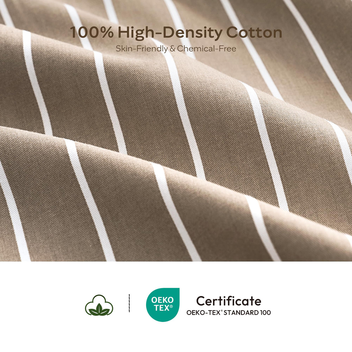 100% Cotton Brown Vertical Stripe Duvet Cover Set