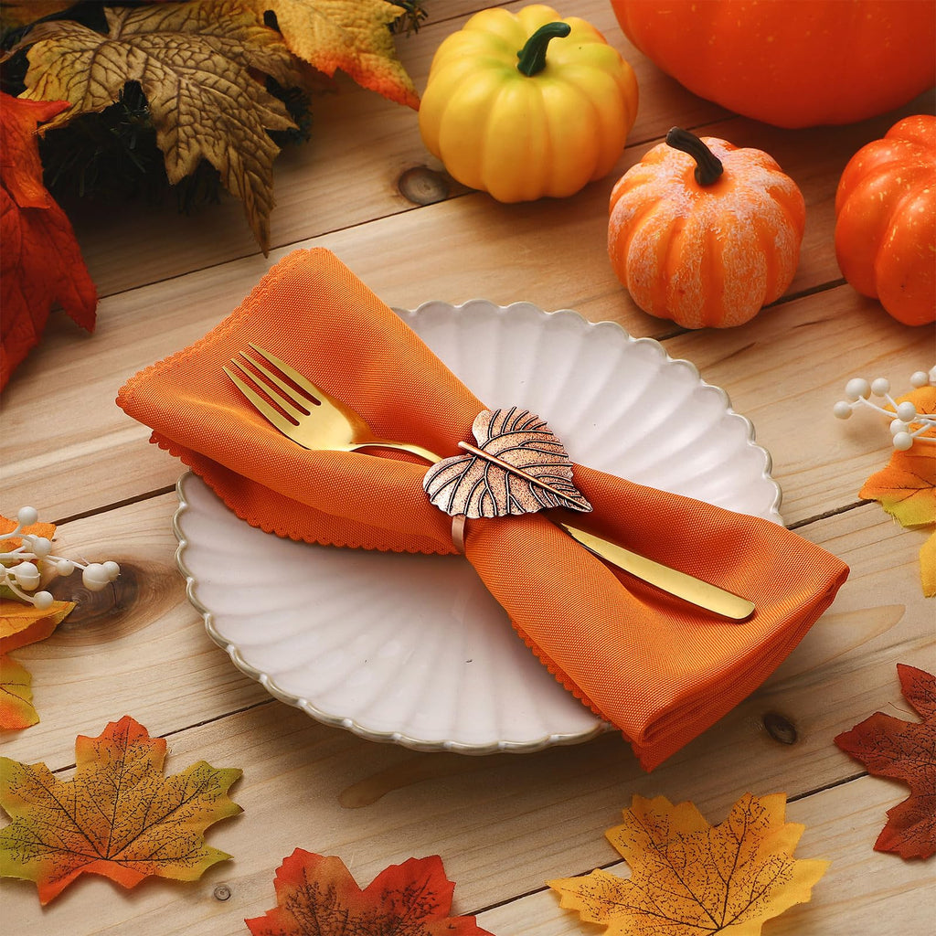 12 Pcs Thanksgiving Napkin Rings Set Fall Pumpkin Leaves Holders