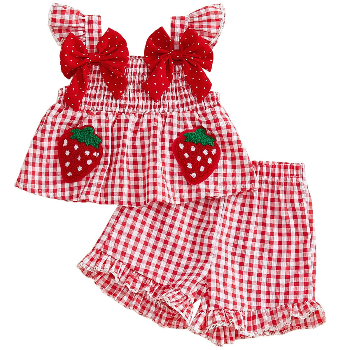 Toddler Baby Girl Summer Clothes Cute Ruffle Shirt Tops Dress Shorts Outfits Set Fruit Blouse Princess Outfit