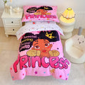 4 Piece Toddler Bedding Set for Girls,Toddler Black Girl Magic Comforter Set,Black Princess Toddler Bed Comforter Set