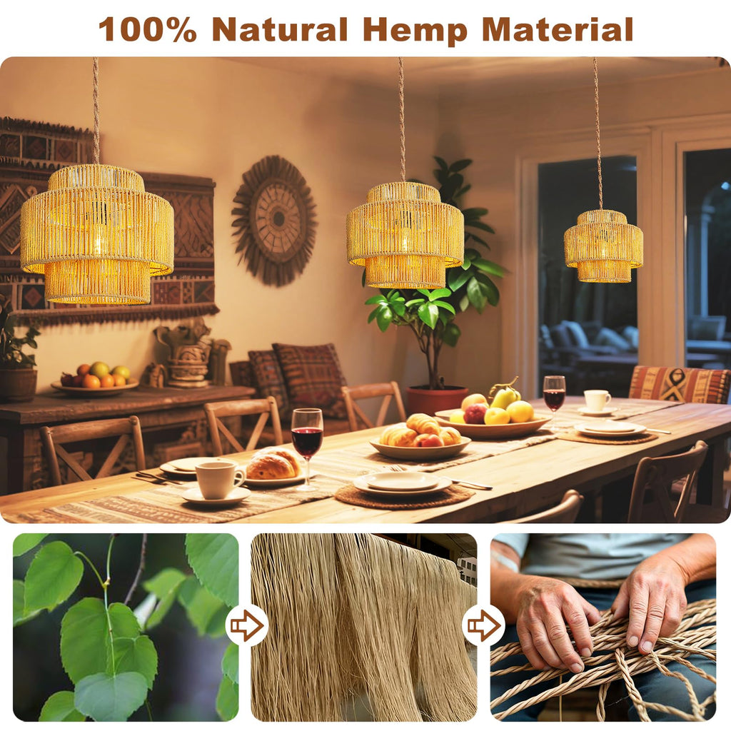 Hanging Lamps Rattan Pendant Light - 16.4ft Plug in Cord Hanging Light Fixture Plug Into Wall Outlet Pendant Lighting