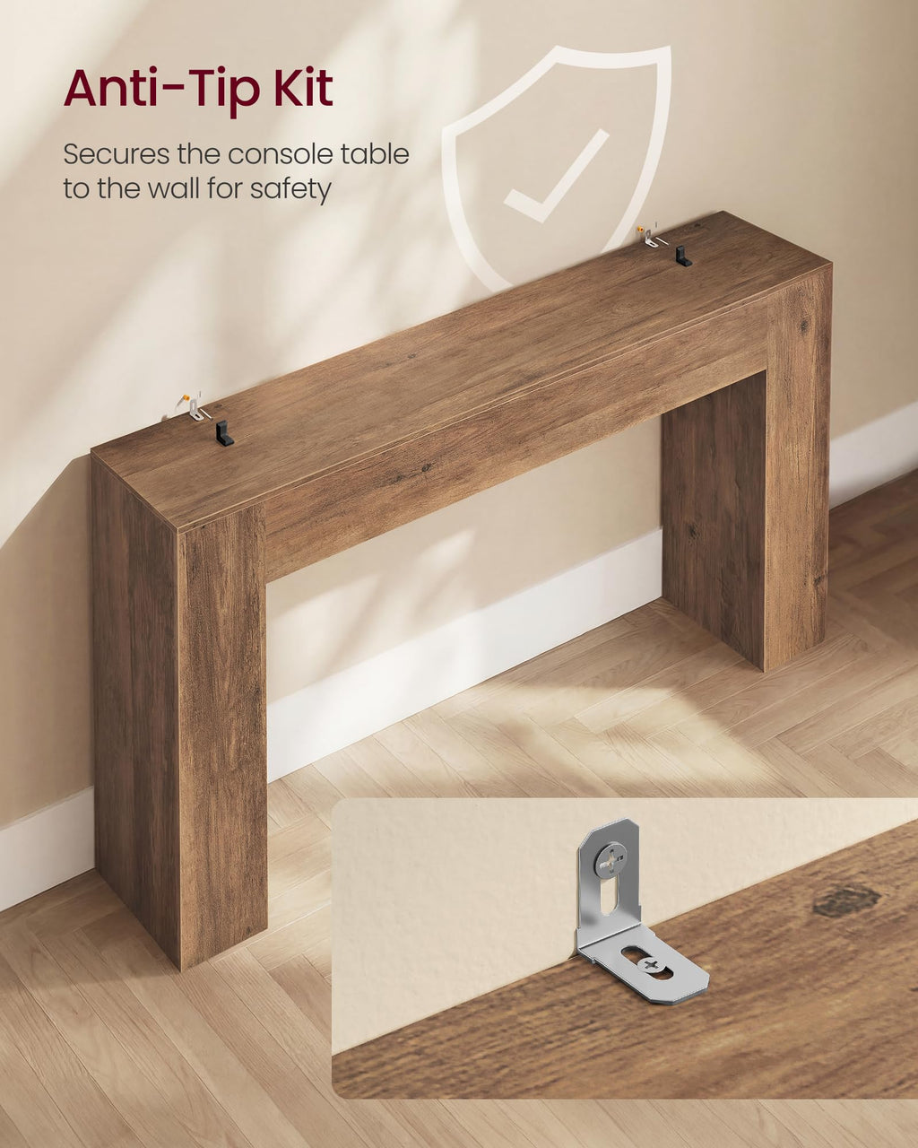 47.2 Inches Entryway Table, Thick Tabletop Console Table, Farmhouse