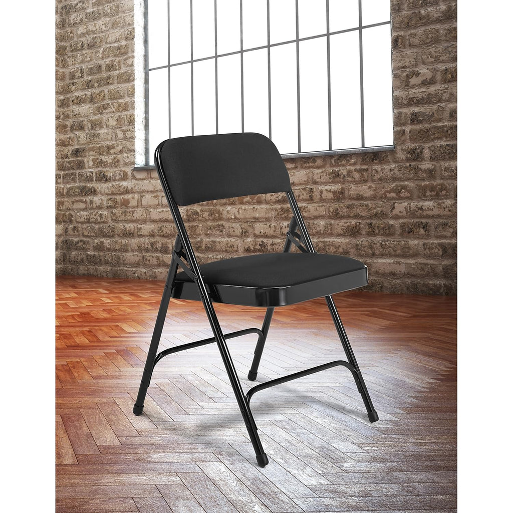 NPS 2200 Series Fabric Armless Premium Folding Chair, Midnight Black (2210/4)