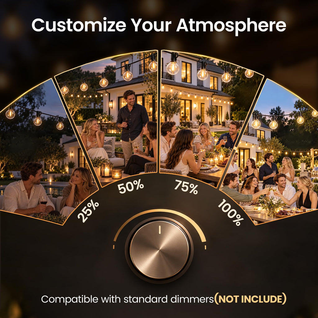 Outdoor String Lights 200 FT, Waterproof Outside Patio Light LED