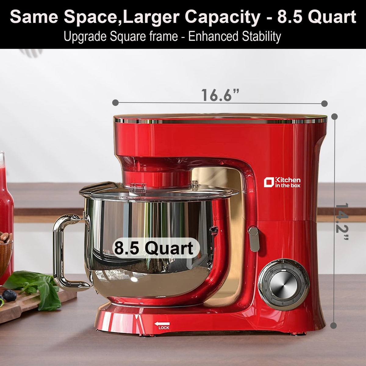 Stand Mixer 8.5 QT, 900W Heavy Dough Mixer Red